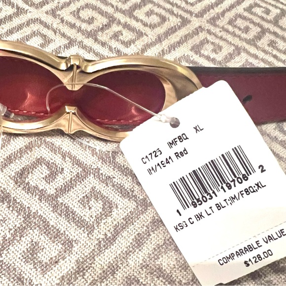 NEW COACH Signature Gold Buckle Red Leather Belt. Sz XL. Adjustable. MSRP $128. - Picture 7 of 7